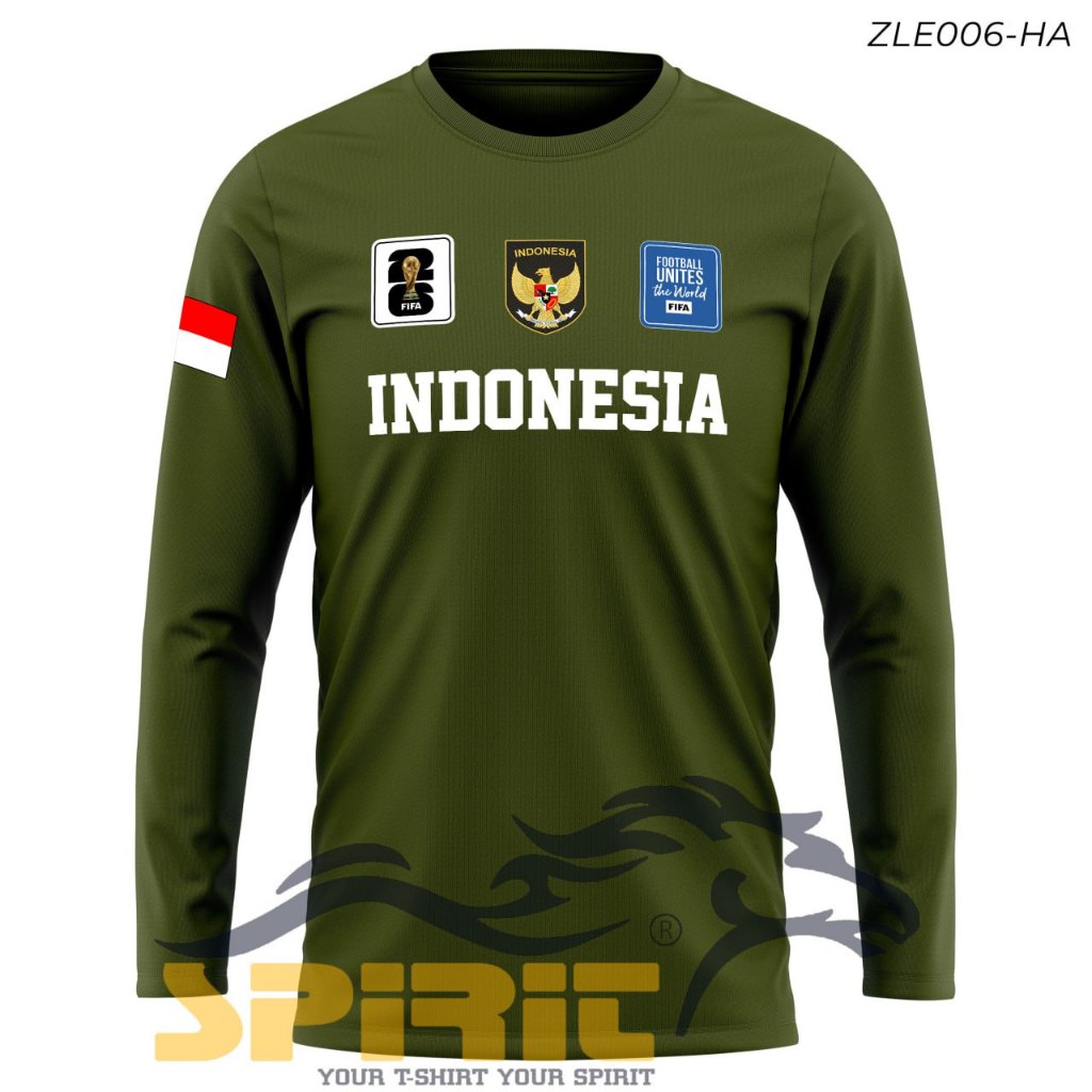 Kaos Timnas Indonesia Suporter Indonesia Premium Lengan Panjang Kaos Suporter Timnas Indonesia
