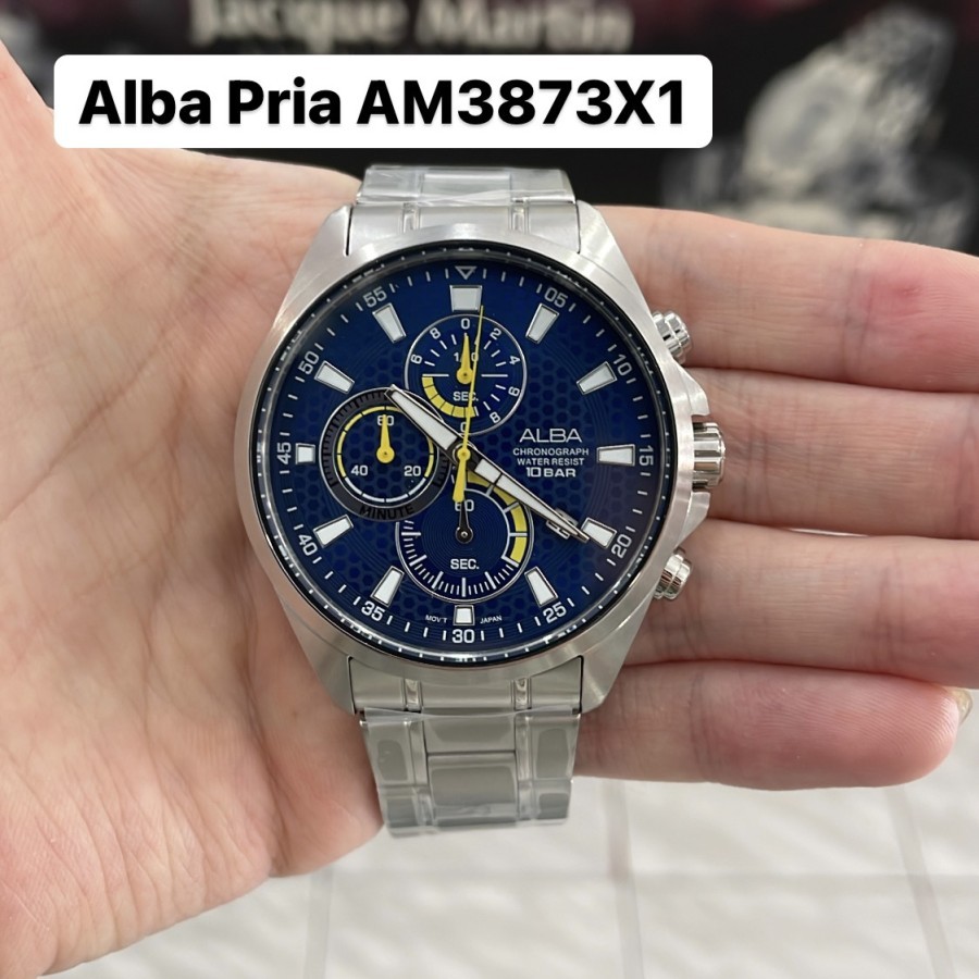 JAM TANGAN PRIA ALBA AM3873X1 AM3873 SILVER BLUE CHRONOGRAPH ORIGINAL