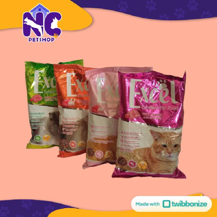 MAKANAN KUCING - EXCEL FRESH PACK 500GR - DRY CAT FOOD BERBENTUK IKAN RASA TUNA, pelet pakan kucing