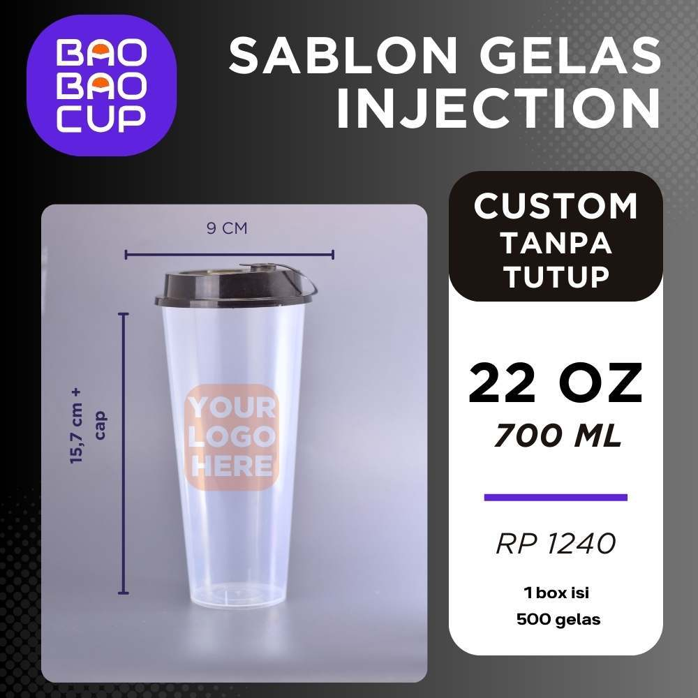 Sablon Cup PP Injection 22 oz/700 ML TANPA TUTUP