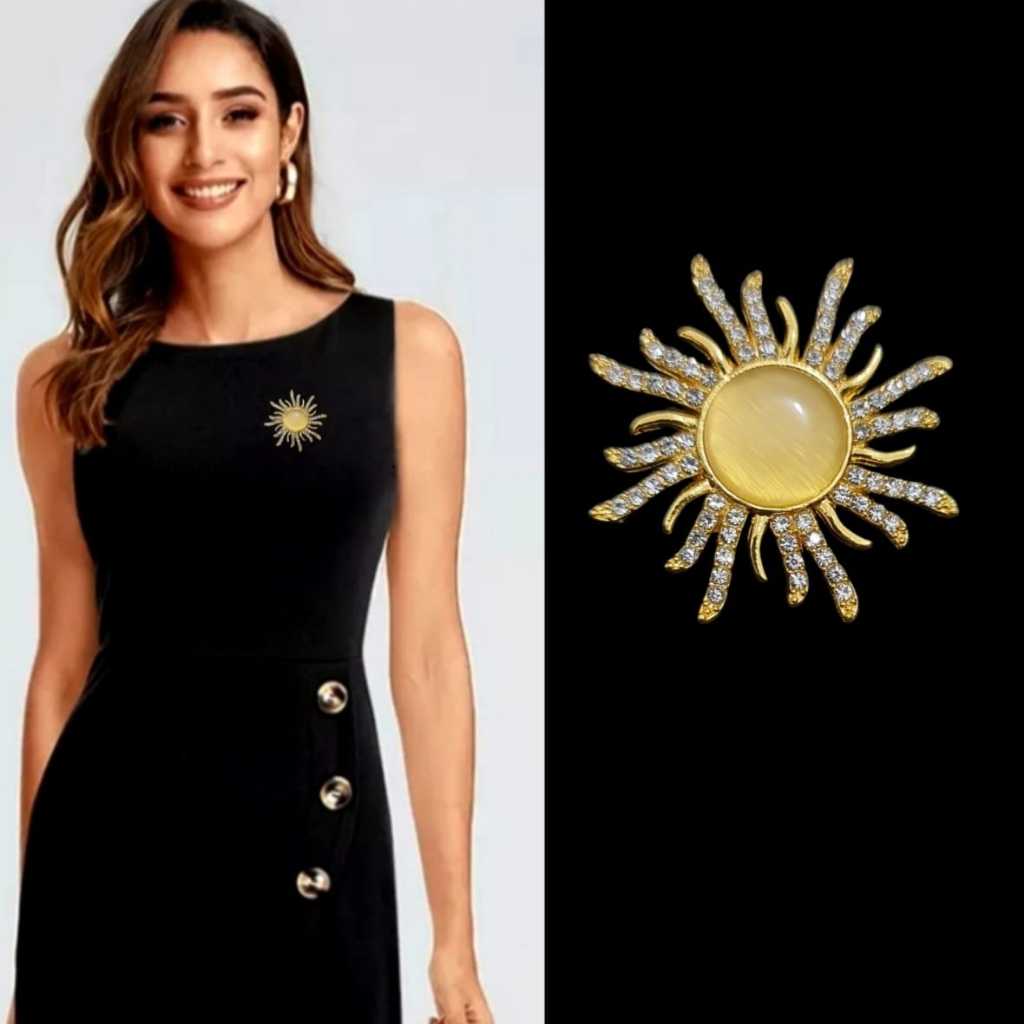 Bros Wanita Matahari Warna Emas Casual Hijab Dress