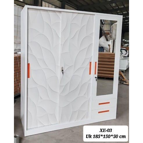 Lemari Baju Sliding Besi 3 pintu XE-03 - - Lemari Baju Sliding - Almari Baju sliding - Lemari baju b