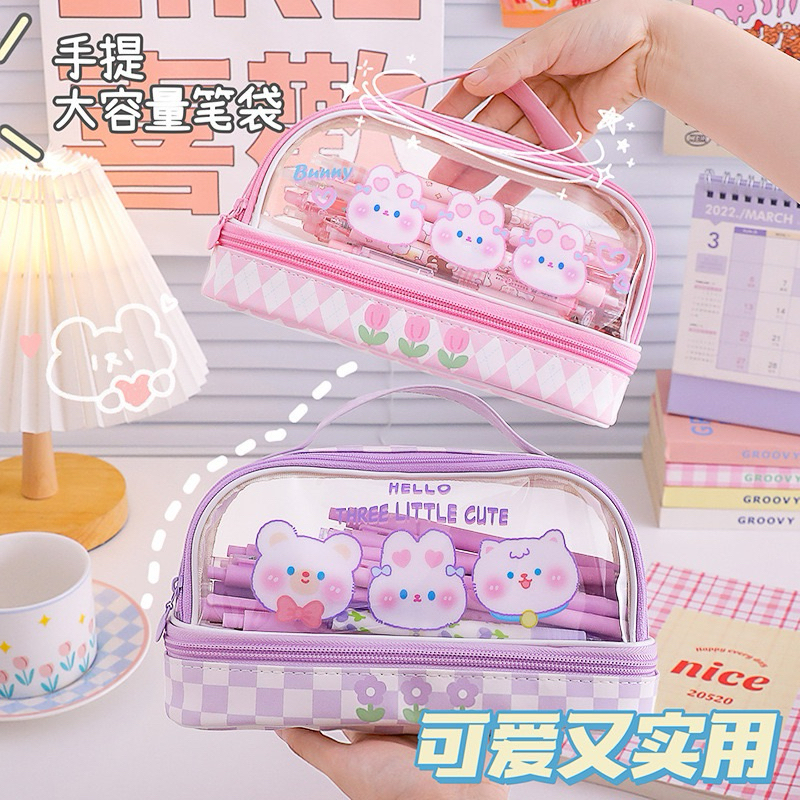 

Kikidoo Kotak Pensil Alat Tulis Model Asthetic / Pensil Case Pvc Anti Air / Kotak Pensil Kain Kawaii