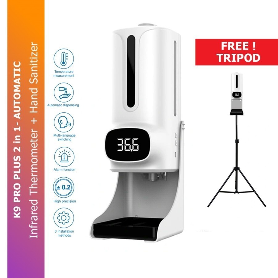 K9 PRO PLUS Thermometer infrared 2in1 Hand Sanitizer Dispenser Disinfektan automatic
