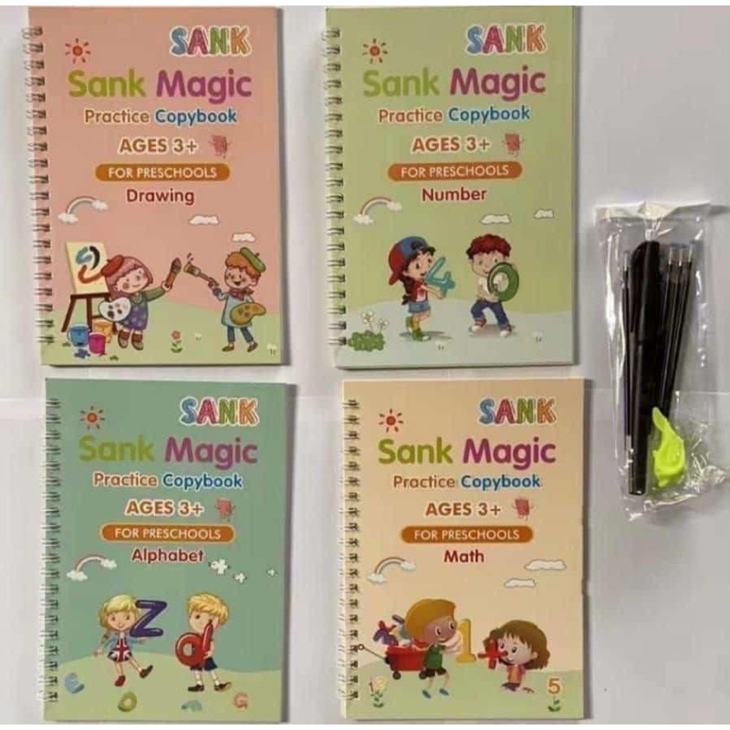 

Sank Magic Book|4 buku belajar menulis huruf angka mambaca menggambar|buku anak paud