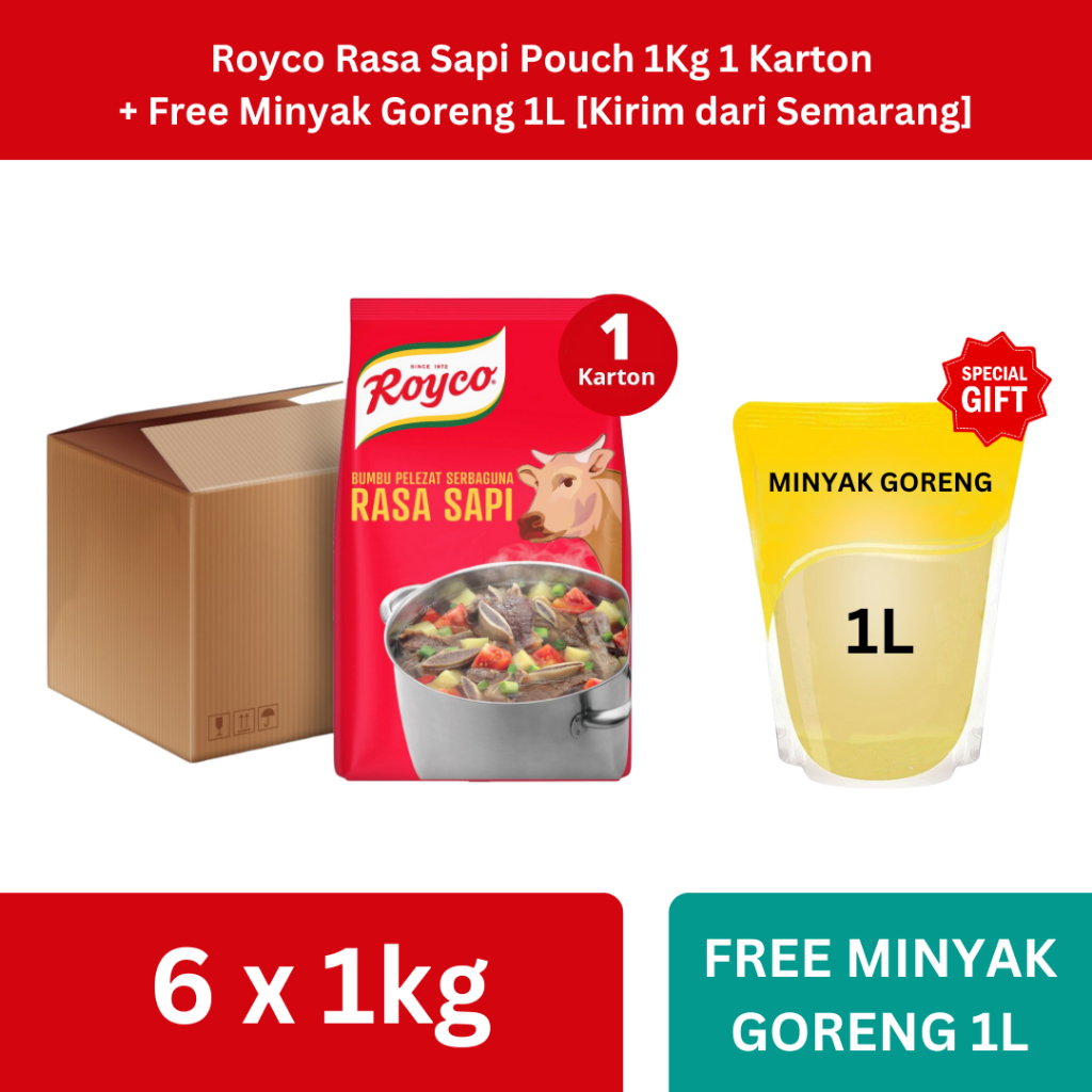 

Royco Rasa Sapi Pouch 1Kg 1 Karton + Free Minyak Goreng 1L [Kirim dari Semarang]