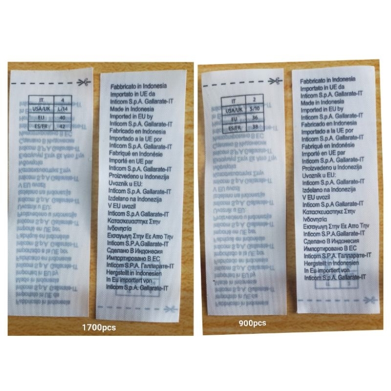 

Label size Label u/pakaian uk.(2,5x7)cm