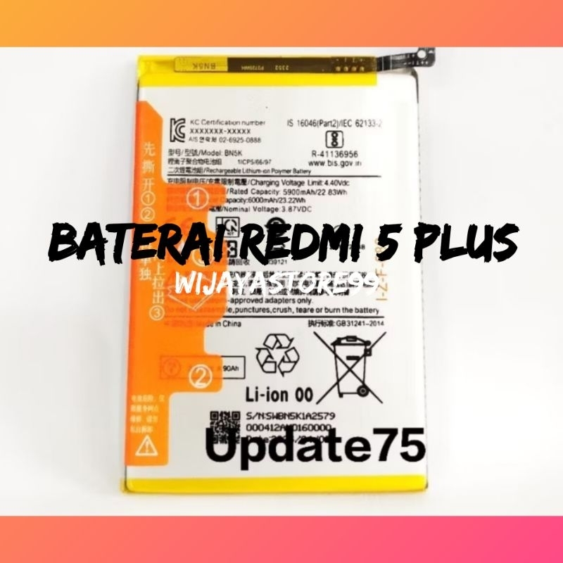 Baterai redmi 5 plus original Baterai