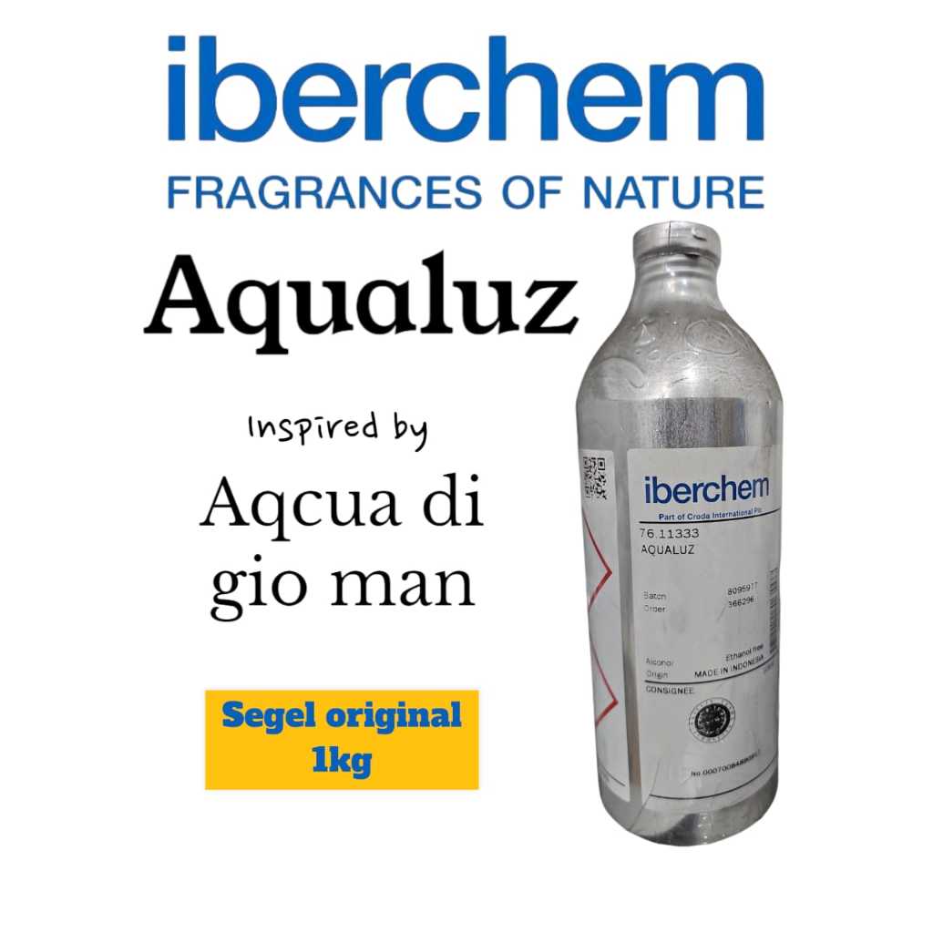 (1 KG) AQUALUZ BY IBERCHEM SEGEL 1 KG ORIGINAL. BIBIT PARFUM MURNI SEARAH DIGIO MAN AQUA SEGEL