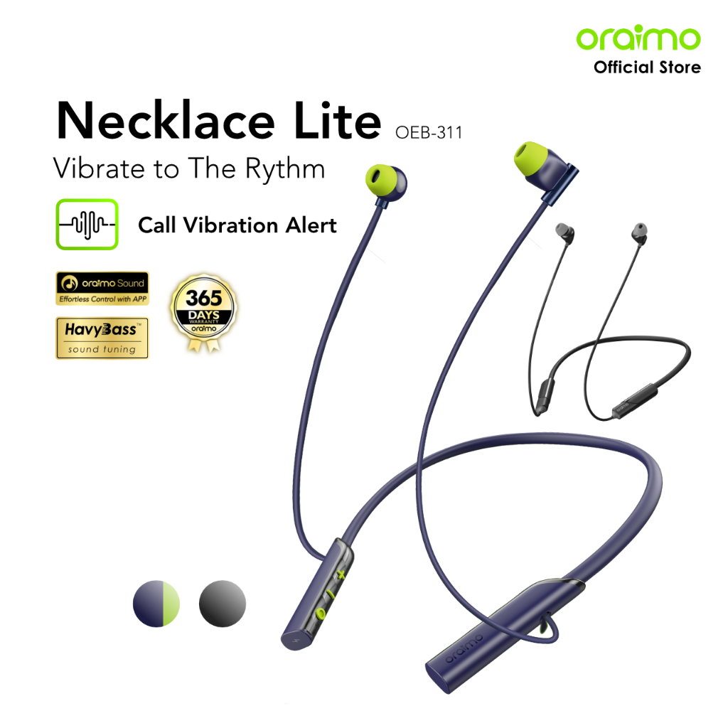 oraimo Kalung Headset Tali Leher Nirkabel Bluetooth Lite 30H Enc Mega Suara Bass OEB-311 Earphone He