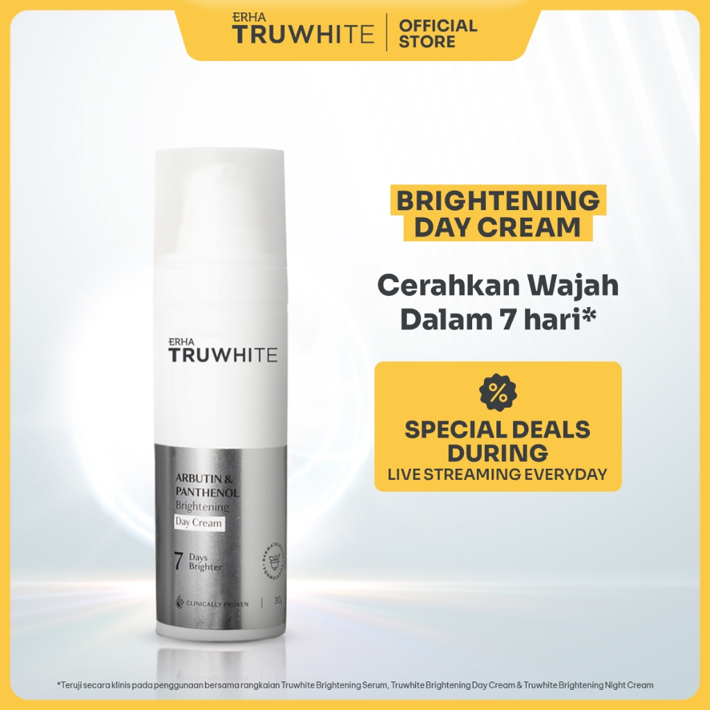 ERHA Truwhite Arbutin & Panthenol Brightening Day Cream 30g - Krim Pagi Pencerah Wajah