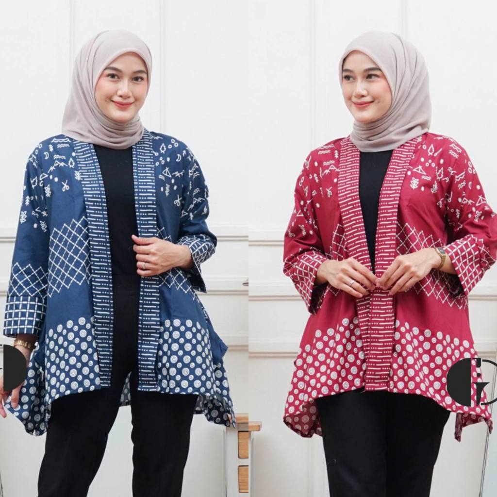 Granito.id - Outer Sakura Batik polimikro Kondangan Seragam kerja / Formee Outfit / lengan panjang u