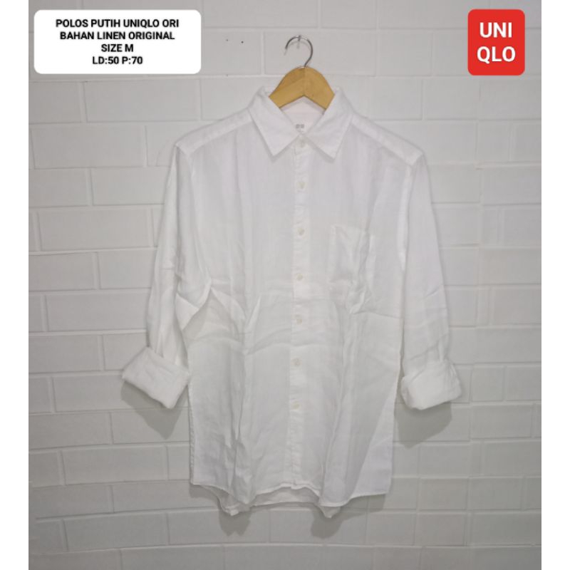 KEMEJA PUTIH LINEN UNIQLO ORI SIZE M