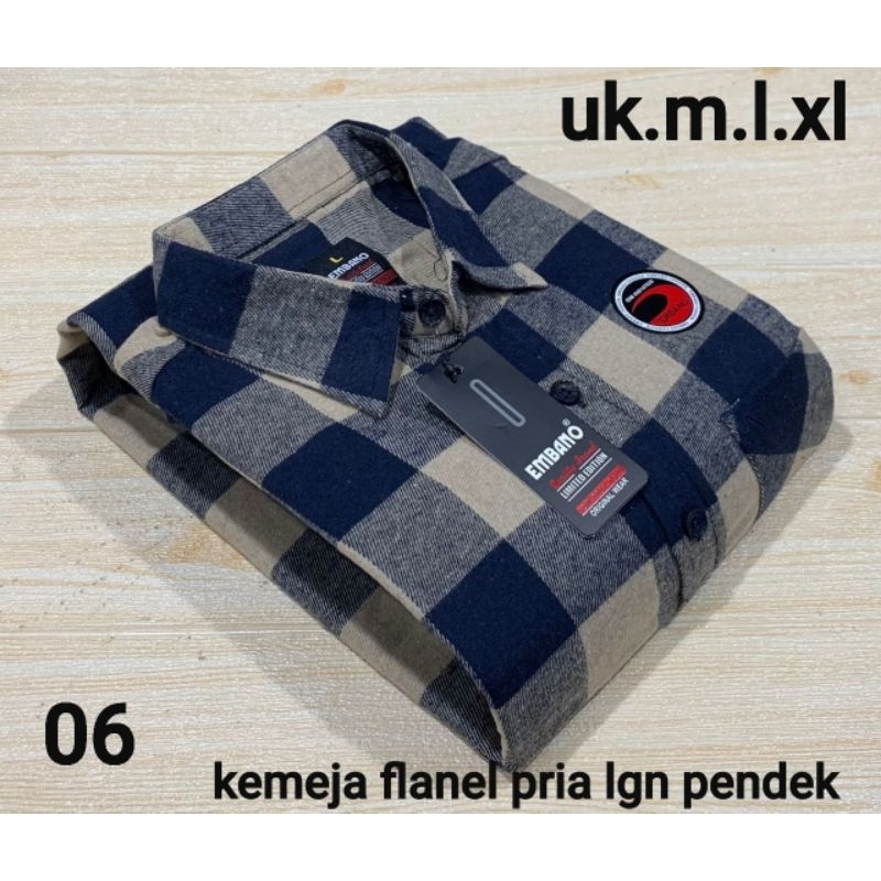BAJU KEMEJA FLANEL PRIA EMBANO LENGAN PENDEK UK M.L.XL