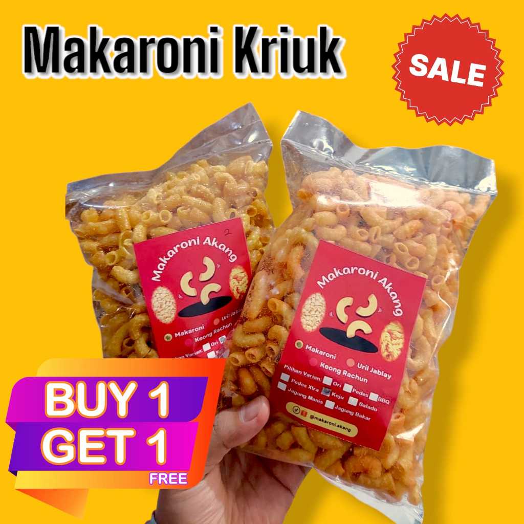 

[COD] Beli 1 Gratis 1 Cemilan Makaroni Spiral kriuk keong pipa pedas asin daun jeruk 8 varian rasa jajanan cikruh