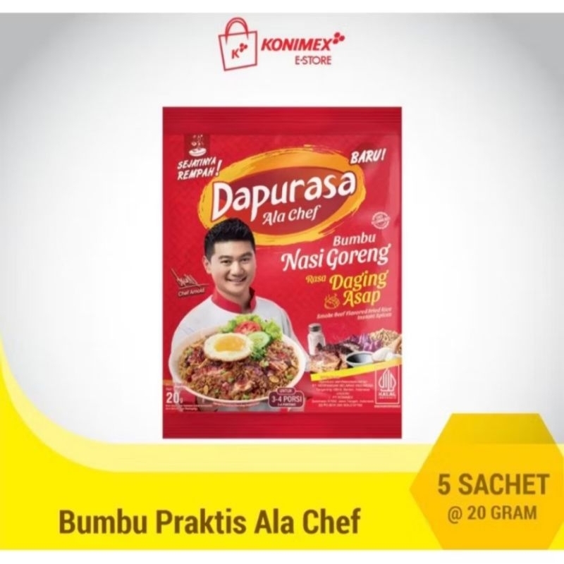 

DAPURASA BUMBU NASI GORENG PRAKTIS ALA CHEF RASA DAGING ASAP ISI 5' SACHET