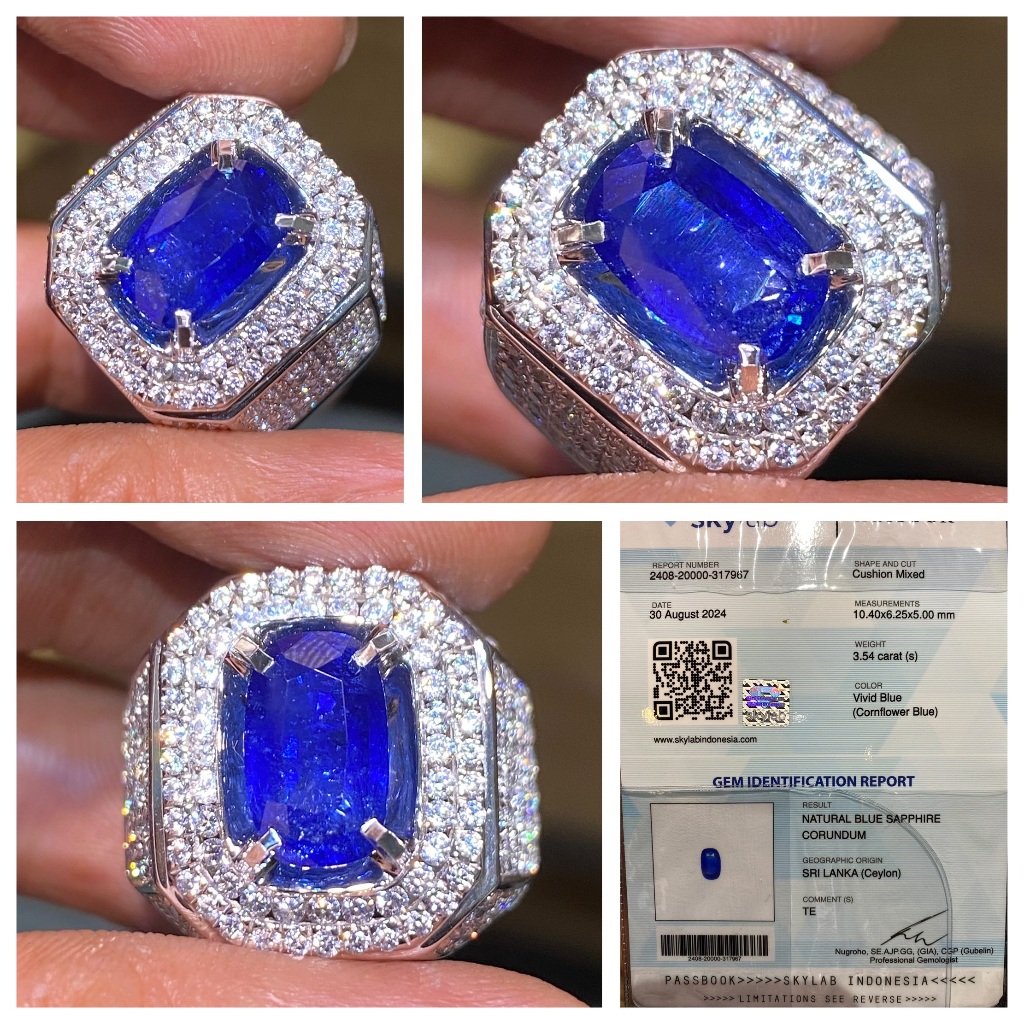 Natural 3.54ct vivid blue sapphire cornflower blue heat micro
