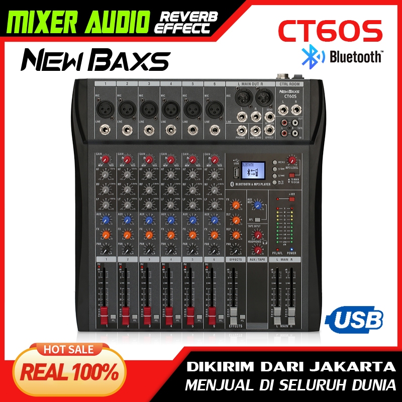 NEW BAXS CT60S 6-channel audio mixer profesional mendukung PC/USB/MP3/Bluetooth playback KTV bar par