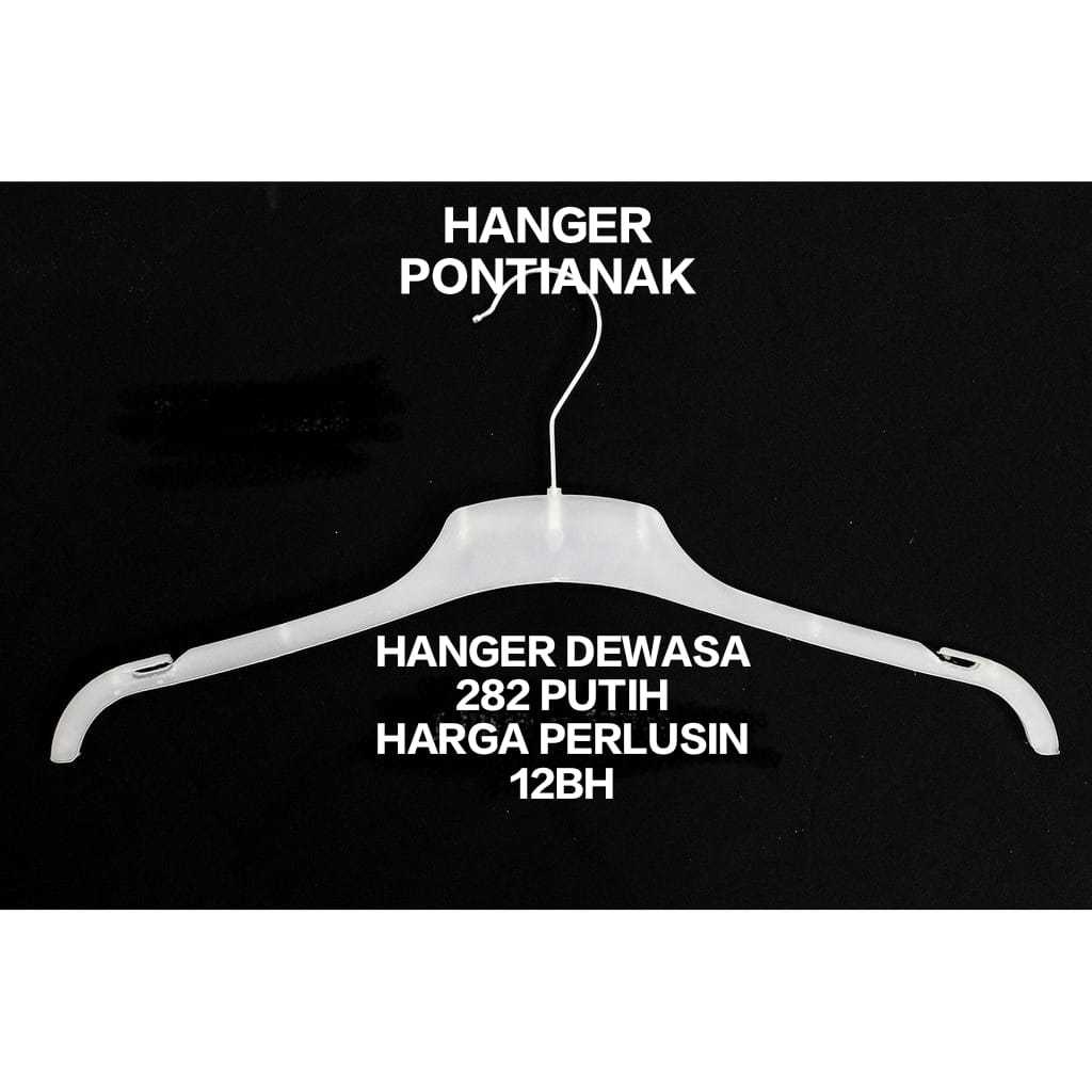 ( 12 PCS ) HANGER BAJU 282 DEWASA PUTIH / HANGER BAJU DISTRO / HANGER JAS KECIL