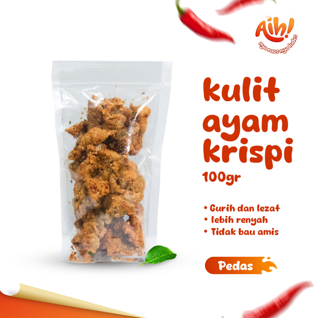 

100gr Aih Kulit Ayam Krispi / Kulit Ayam Crispy Premium Bumbu Pedas Daun Jeruk