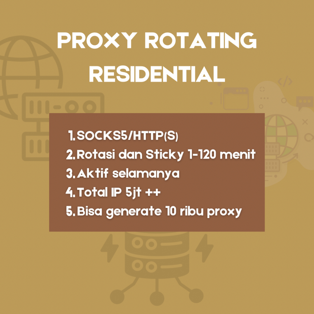 TERMURAH PREMIUM PROXY ROTATING RESIDENTIAL HTTP(S) / SOCKS5 / UDP