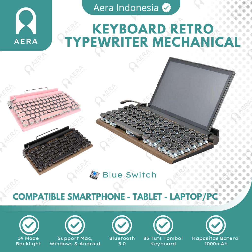 Typewriter Keyboard Retro Mechanichal TW1867 | Keyboard Retro Bluetooth Mechanical | Keyboard Vintag