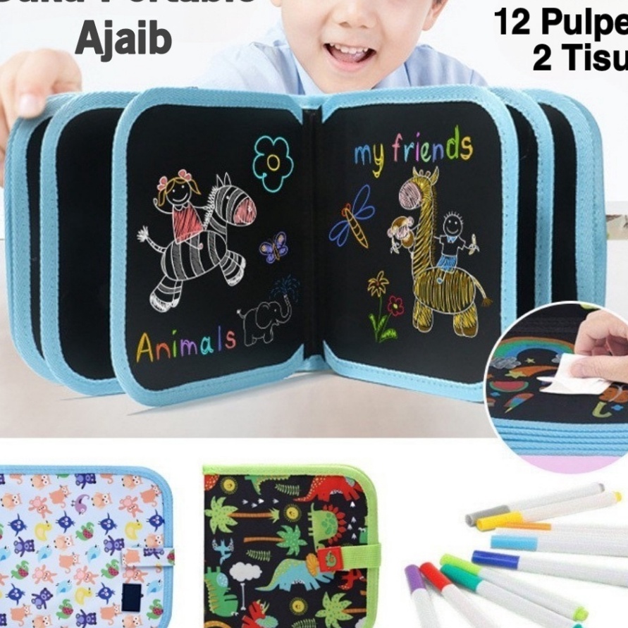 

PRODUK TERBARU BUKU GAMBAR PORTABLE MAGIC BOOK BLACK BOOK PORTABLE BUKU GAMBAR AJAIB REUSABLE BISA DIHAPUS