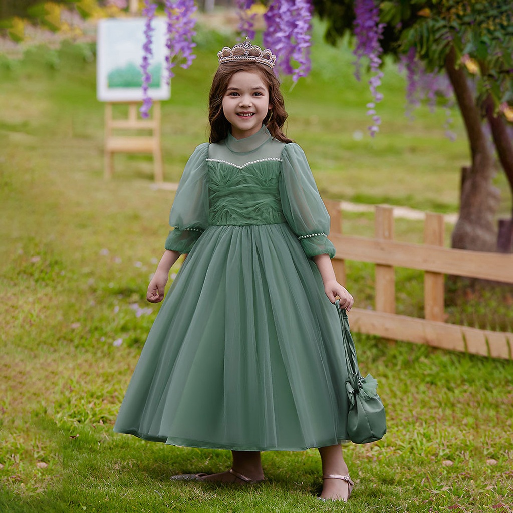 Dress Pesta Anak Perempuan Import Korean Style Premium Baju Ultah Gaun Putih Cewek Tanggung DT11