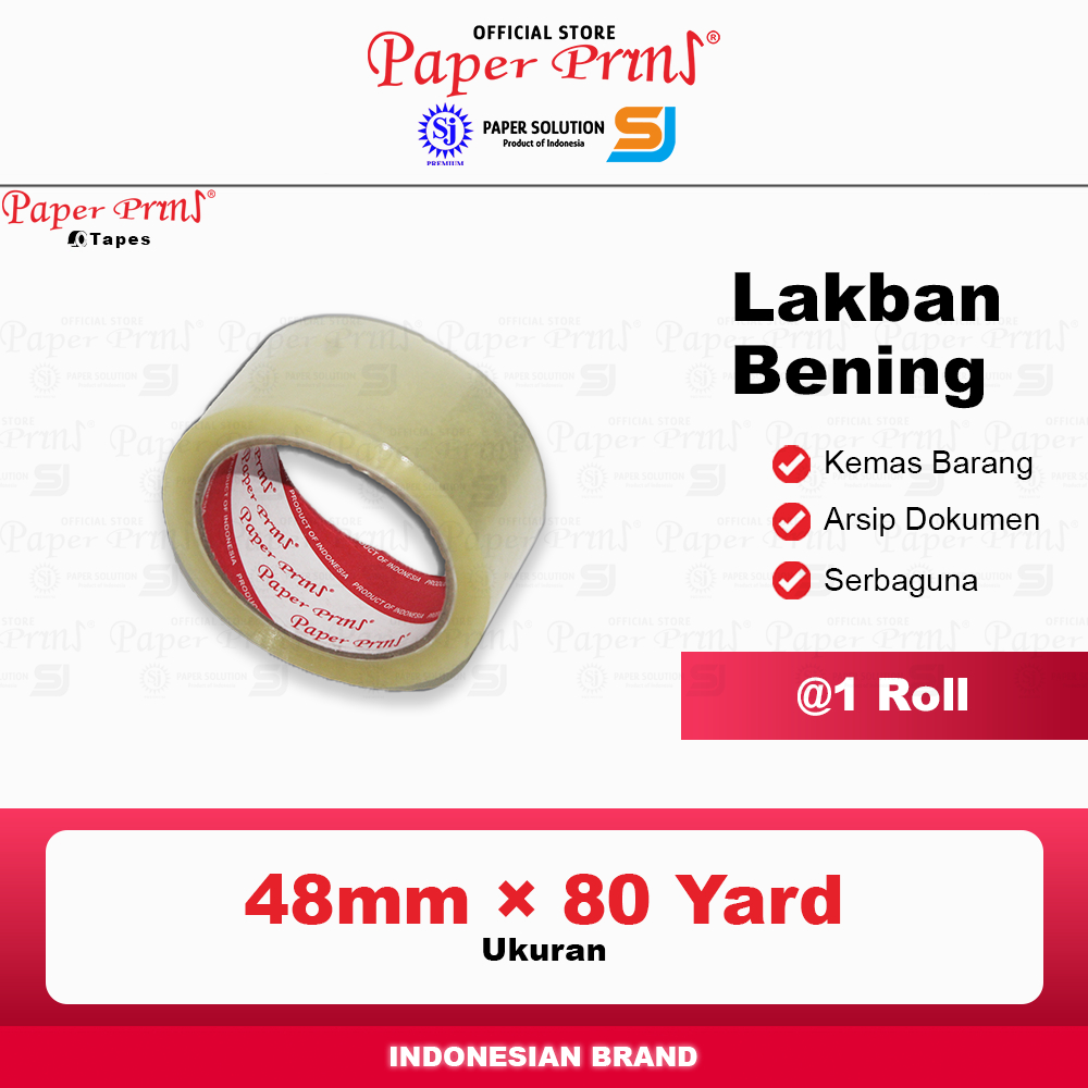 

Lakban Bening Packaging Tape 2 Inci Paperpryns 48mm X 80 yard (@1 Roll)