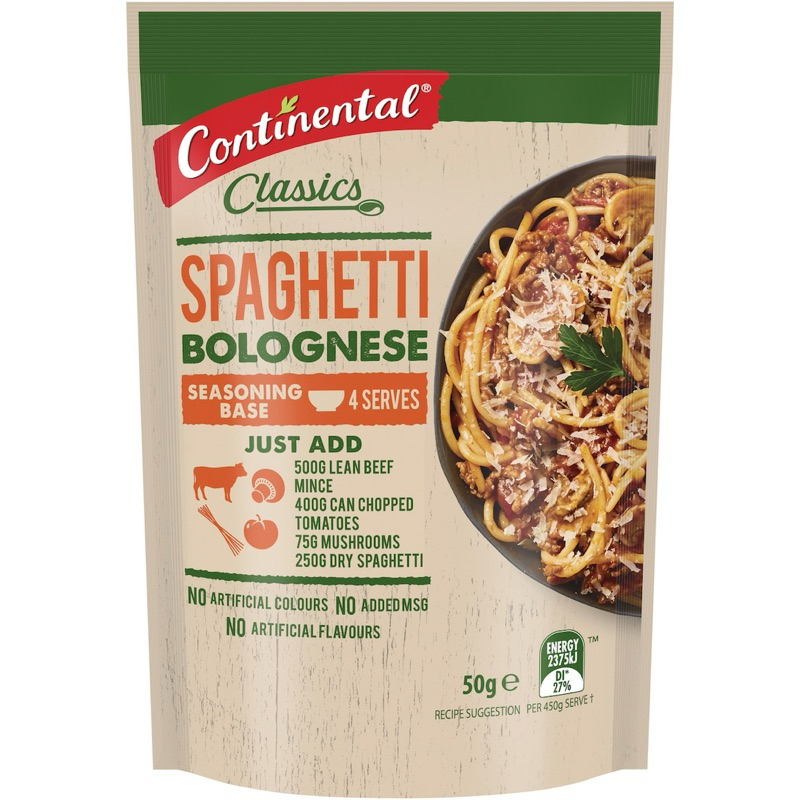 

Continental Bumbu Spaghetti Bolognese Aussie Tanpa MSG