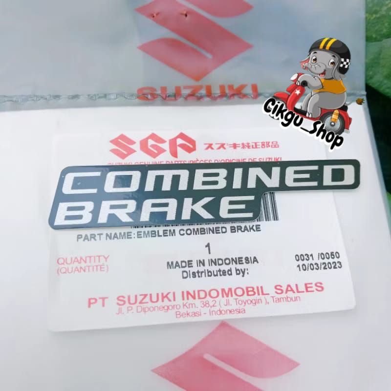 Emblem, Stiker Combined Brake, untuk All Motor Suzuki, Original SGA 100%