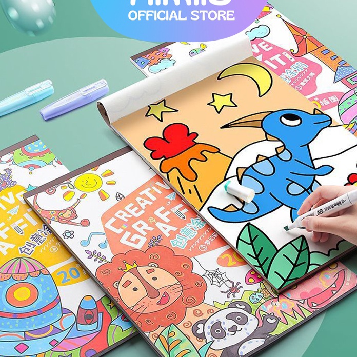 

DIJAMIN ORI READY Aimilo Buku Gambar Mewarnai Anak Buku Grafiti Anak Siswa TK SD Belajar Mewarnai Sketchbook