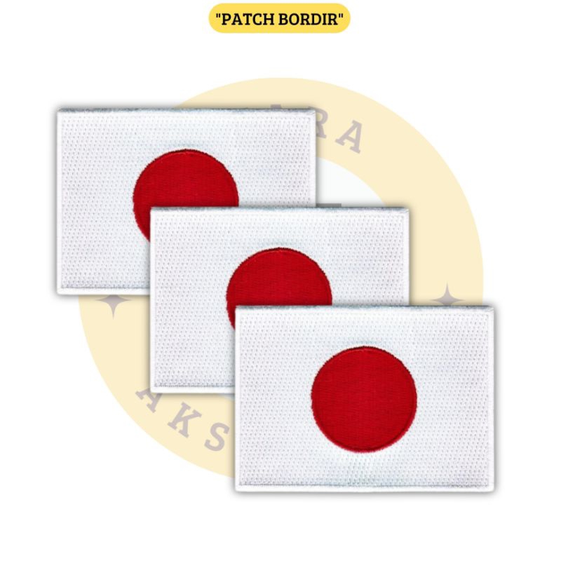 Patch Bordir Jahit Emblem Bendera Jepang Logo Iron Patch Aksesoris Bordir