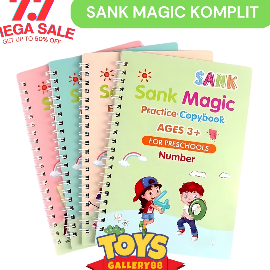 

MURAHMERIAH Buku Belajar bisa hapus sendiri SANK Magic Practice Book 1 SET ISI 4 BUKU PULPEN Buku Belajar matematika Menggambar Menulis dan membaca
