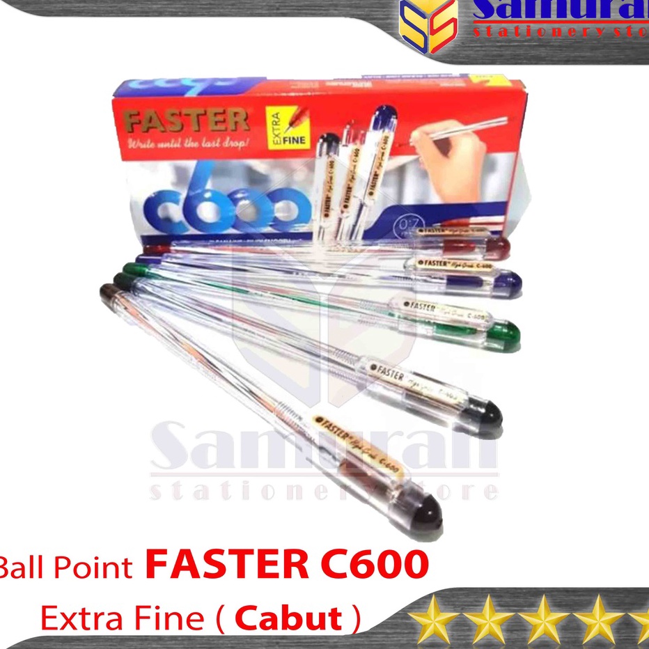 

CUCI GUDANG Ballpoint FASTER C6 Extra Fine Point 7 mm Pulpen Cabut C 6 isi 12 Pcs Pen Cabut Warna Hitam Biru
