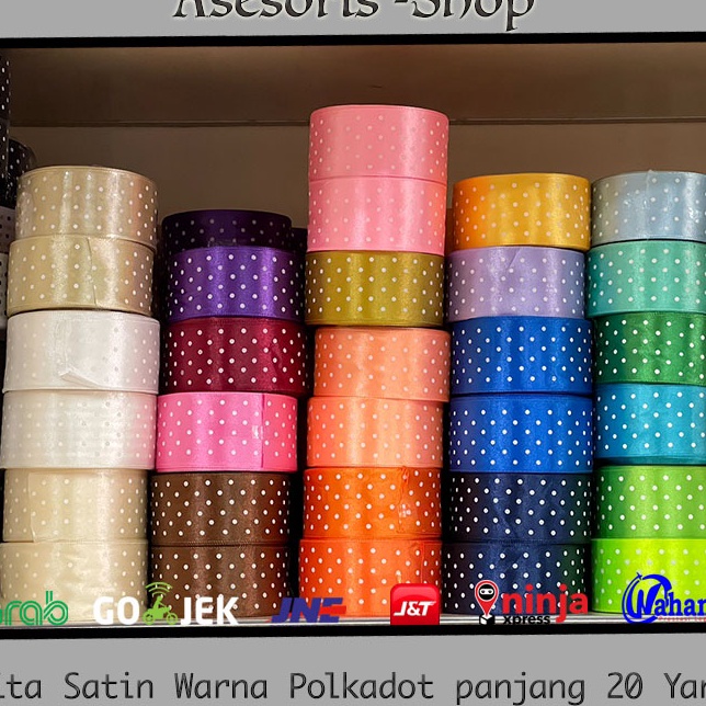 

DISCOUNT Pita Satin Polkadot Warna Pita GrosGrain Polkadot Panjang 2 yard