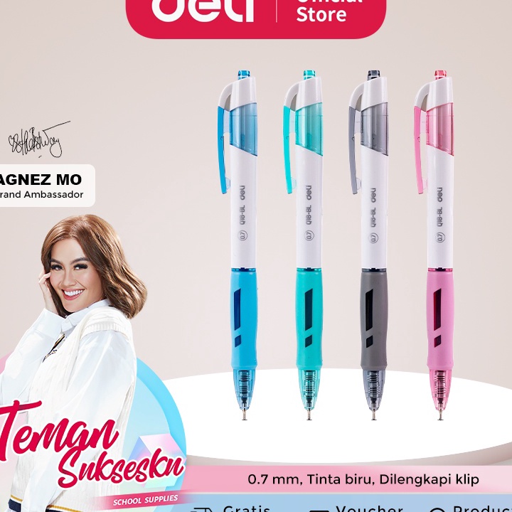 

MURAHMERIAH Deli Ballpoint Pen Bolpoin Pulpen 7mm Tinta Biru Isi 12 pcs Penulisan Halus Pegangan Nyaman EQ18