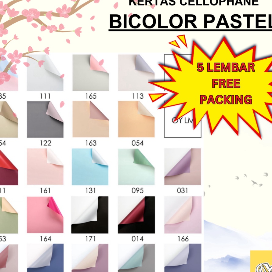 

MURAH MERIAH 5 LEMBAR BICOLOR PASTEL Flower Wrapping Cellophane Kertas Buket Bunga Hand Bouquet