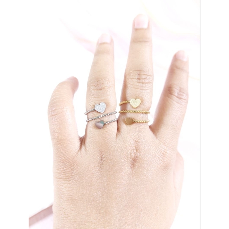 cincin lilit love mata dua titanium gold silver