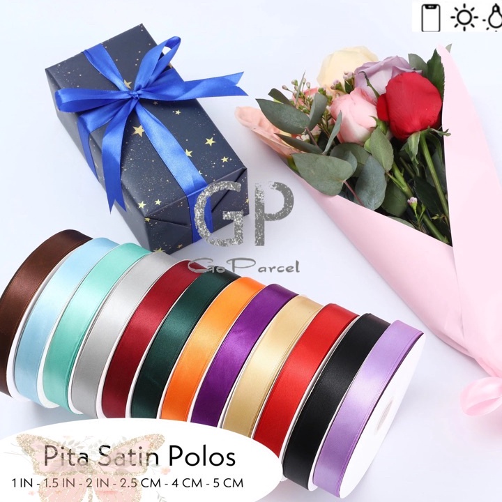 

HARGA SPESIAL Rol 2 Yard PITA SATIN 25 MM 1 IN POLOS 1 INCH SATEEN RIBBON PITA KADO 25 CM