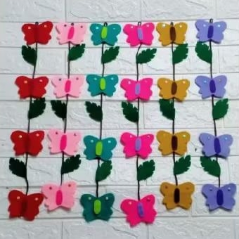 Tirai Jendela Kupu-Kupu//Tirai kelas//hiasan jendela kelas//hiasan kain flanel//hiasan kupu-kupu