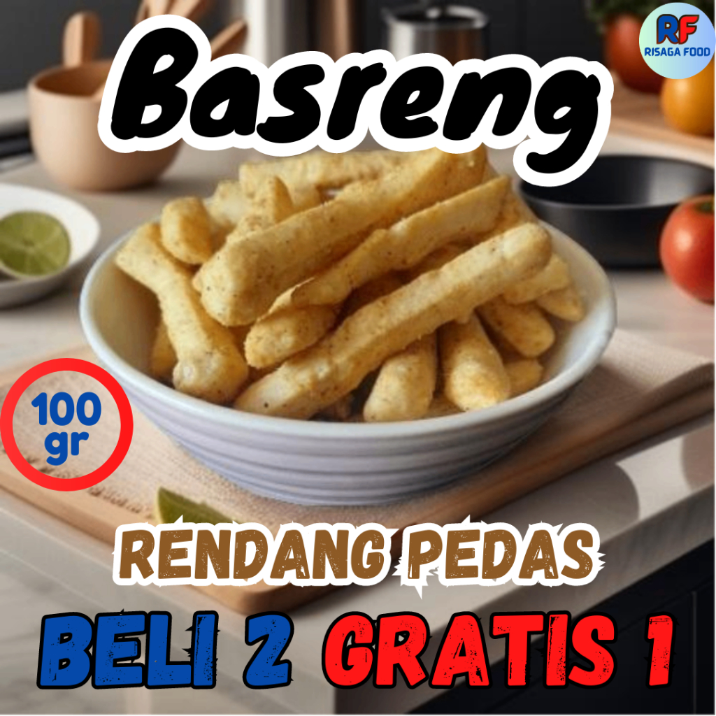 

Risaga Food - Basreng Rendang Pedas 100 gram Promo Beli 2 Gratis 1