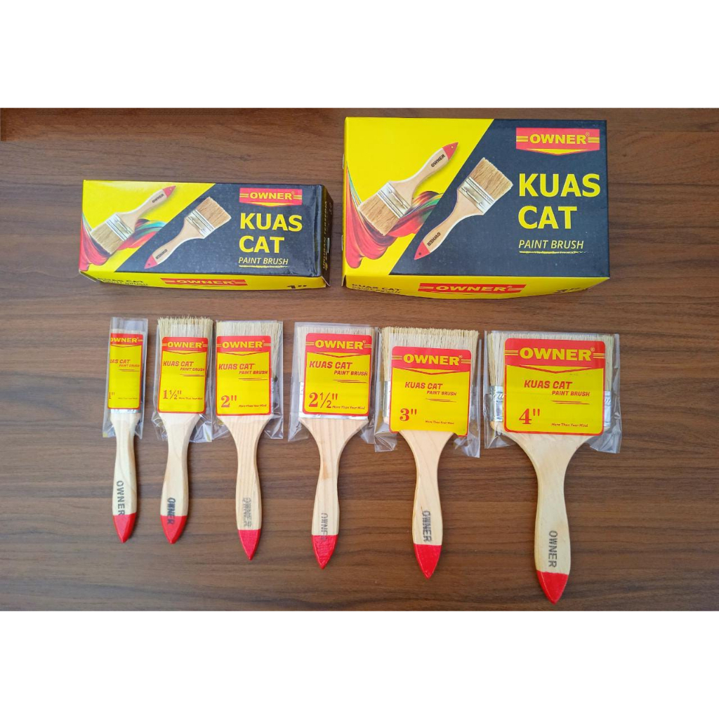 Kuas Cat owner 633 1" 1,5" Inch Gagang Kayu Tembok