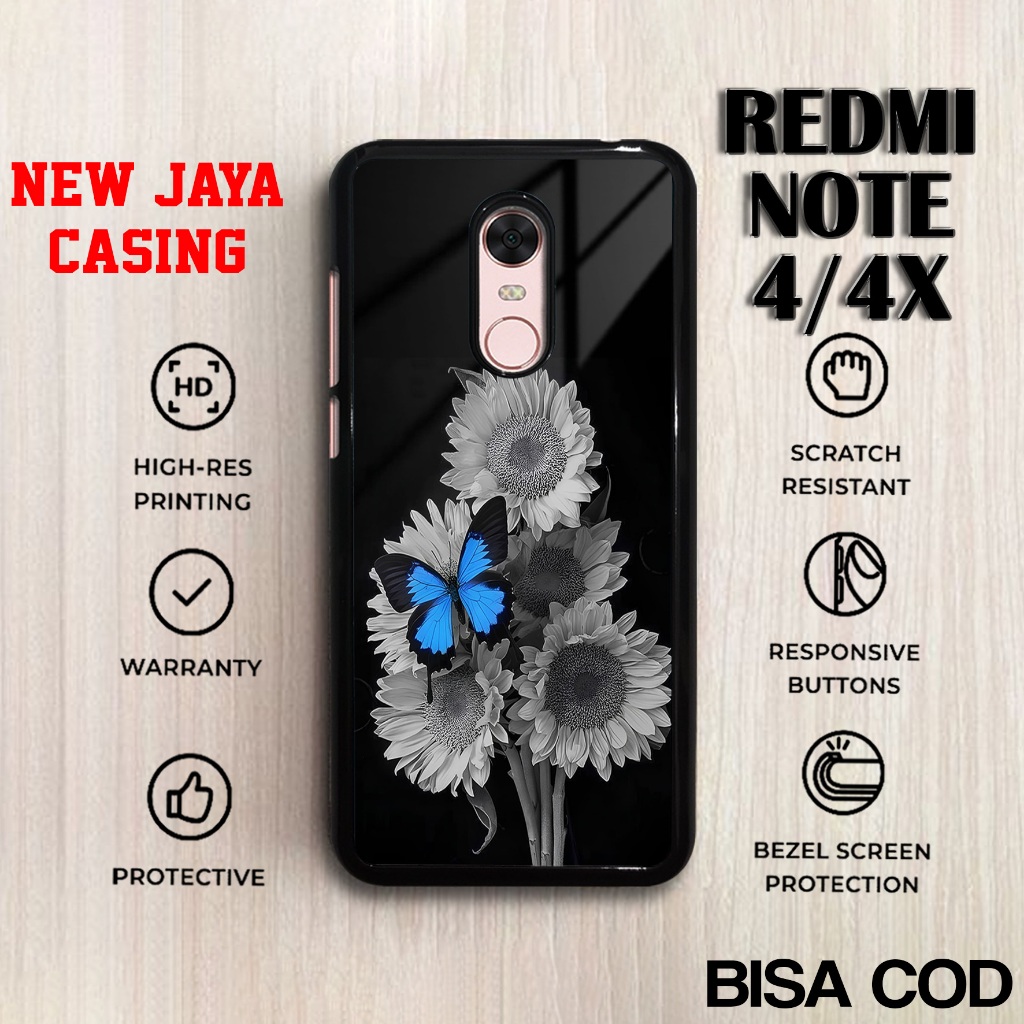 Casing Xiaomi Redmi Note 4 Terbaru Bunga Kupu Hardcase Softcase Glosy Case Note 4X Terlaris Termurah