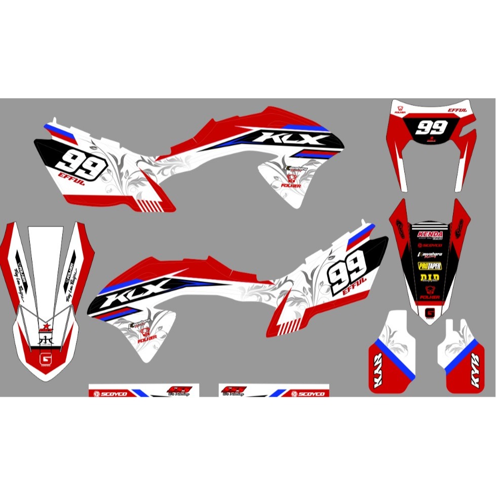 decal klx 150 bf merah putih racing
