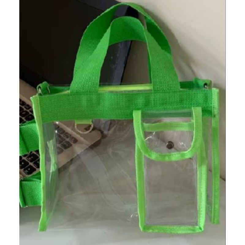 Tas selempang mika pvc tebal sling bag tote resleting transparan