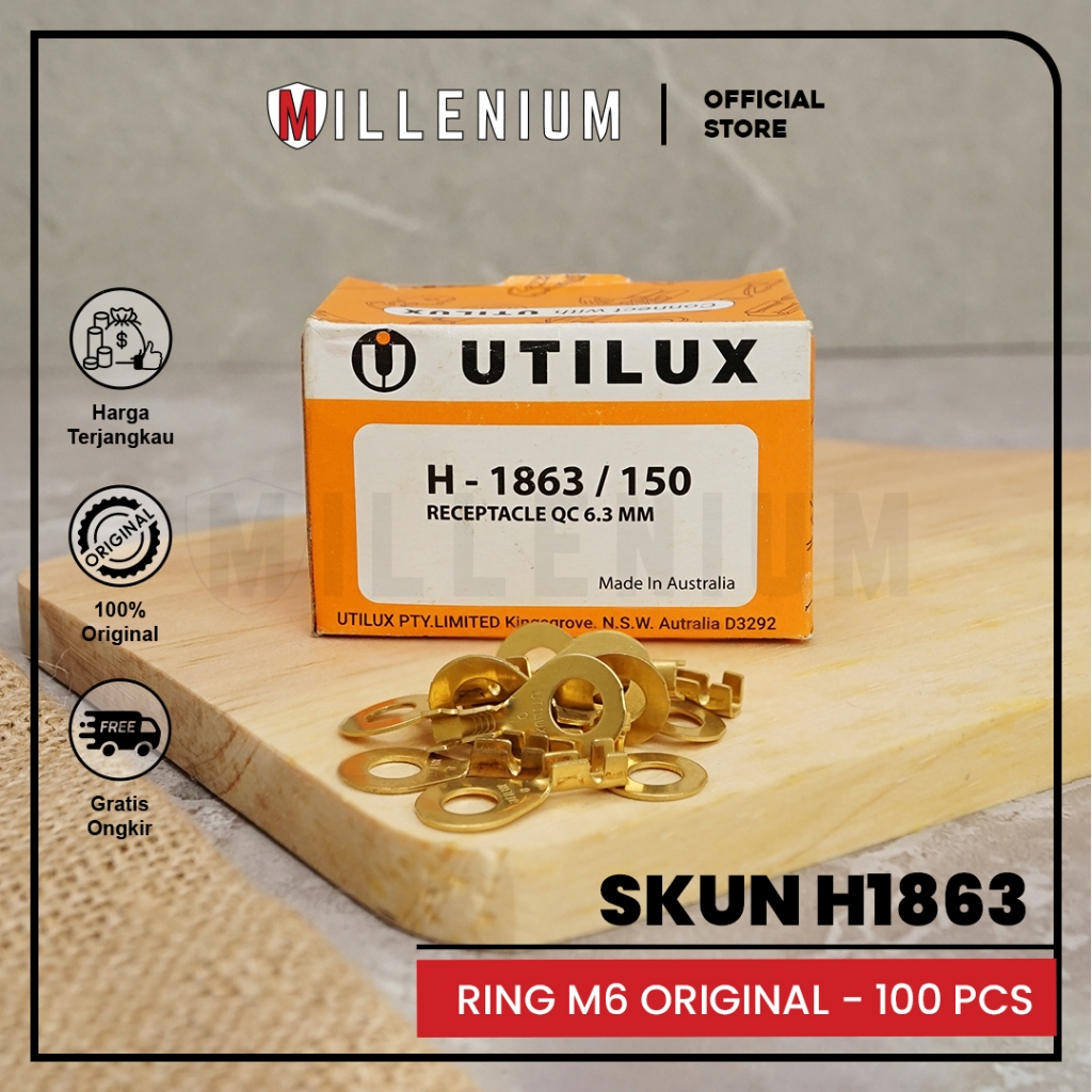 Terminal Skun UTILUX Ring Bulat Skun Baut 10 Skun Aki M6 Konektor Kabel Gepeng Skun Aki Massa Mobil