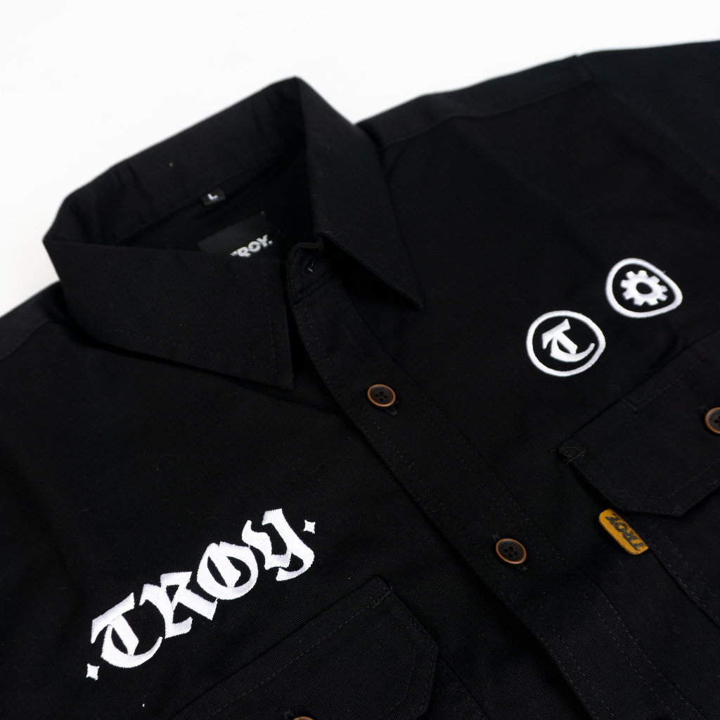 Troy Company Workshirt Workwear Engineers Black Gears - Kemeja Kerja Work Shirt WSD 2705