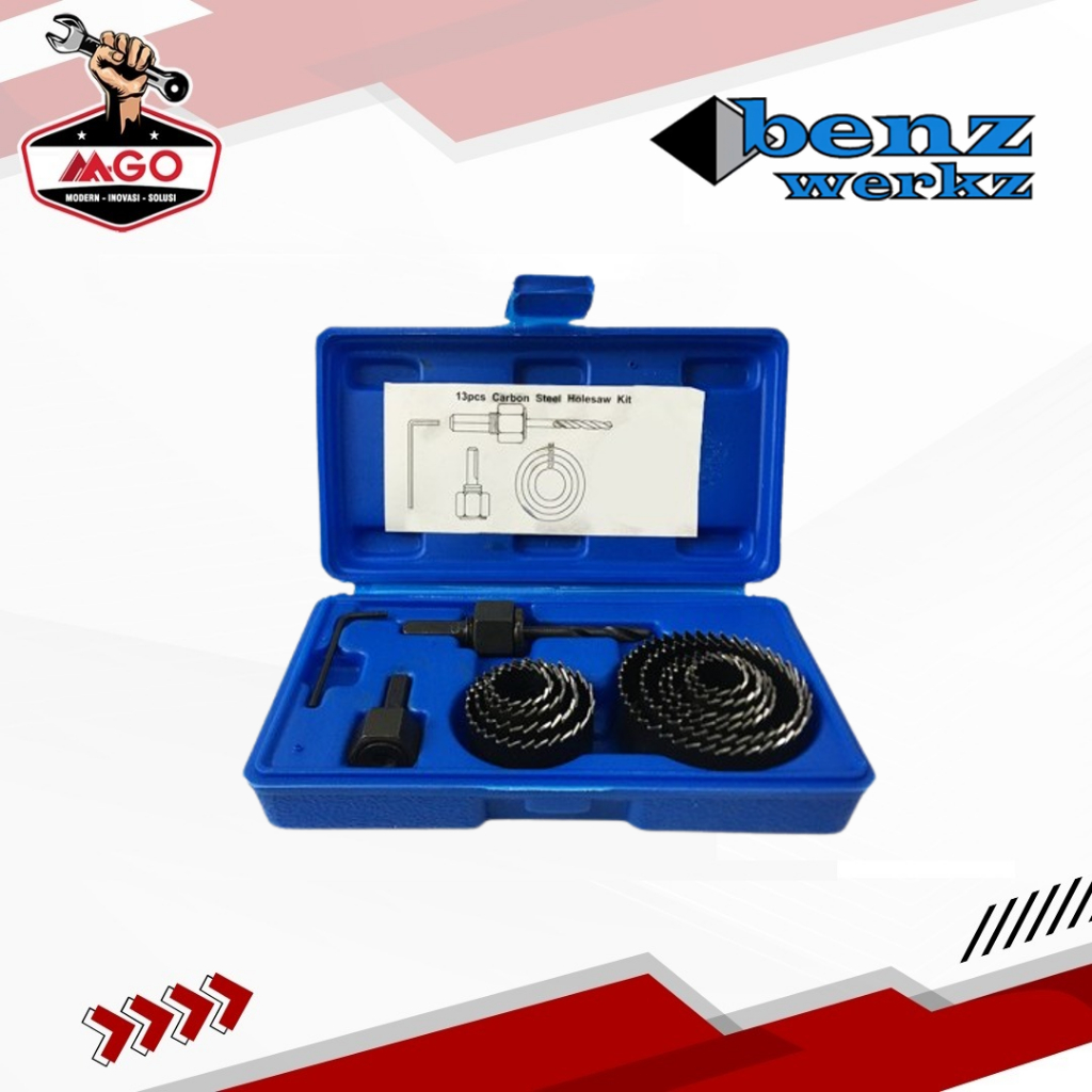 Benz Hole Saw Set /Mata Bor Hole Saw/ Mata Bor Lubang kayu 13pcs