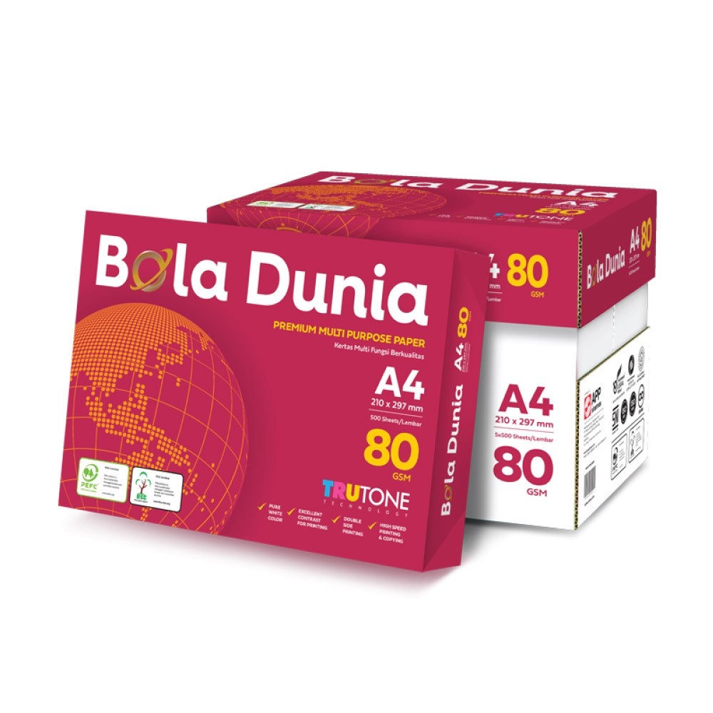 

Bola Dunia Kertas Fotocopy 80 GSM A4 - BDA PC 80 A4